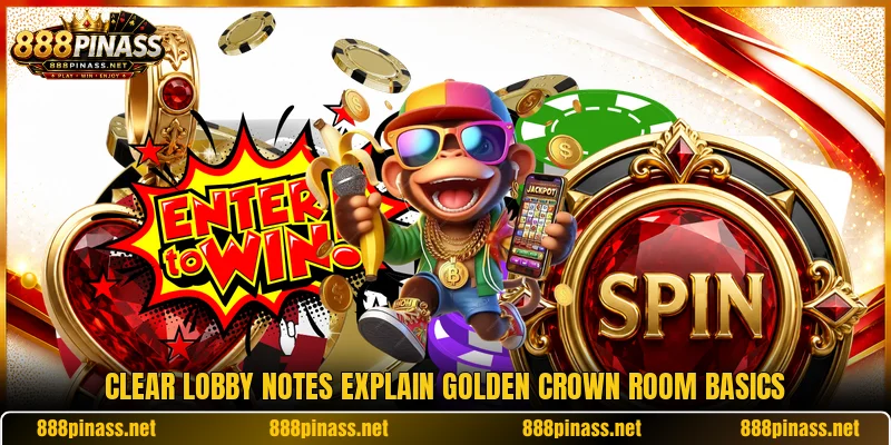 Clear lobby notes explain Golden Crown room basics