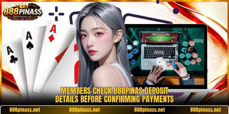 Members check 888PINAS deposit details before confirming payments