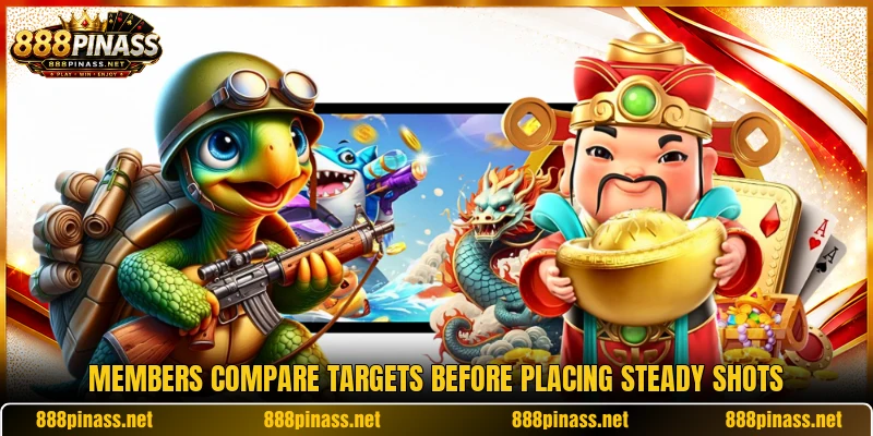 Members compare targets before placing steady shots