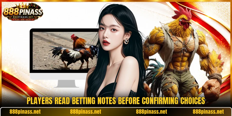 Players read betting notes before confirming choices