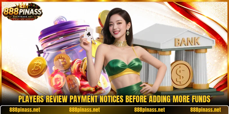Players review payment notices before adding more funds